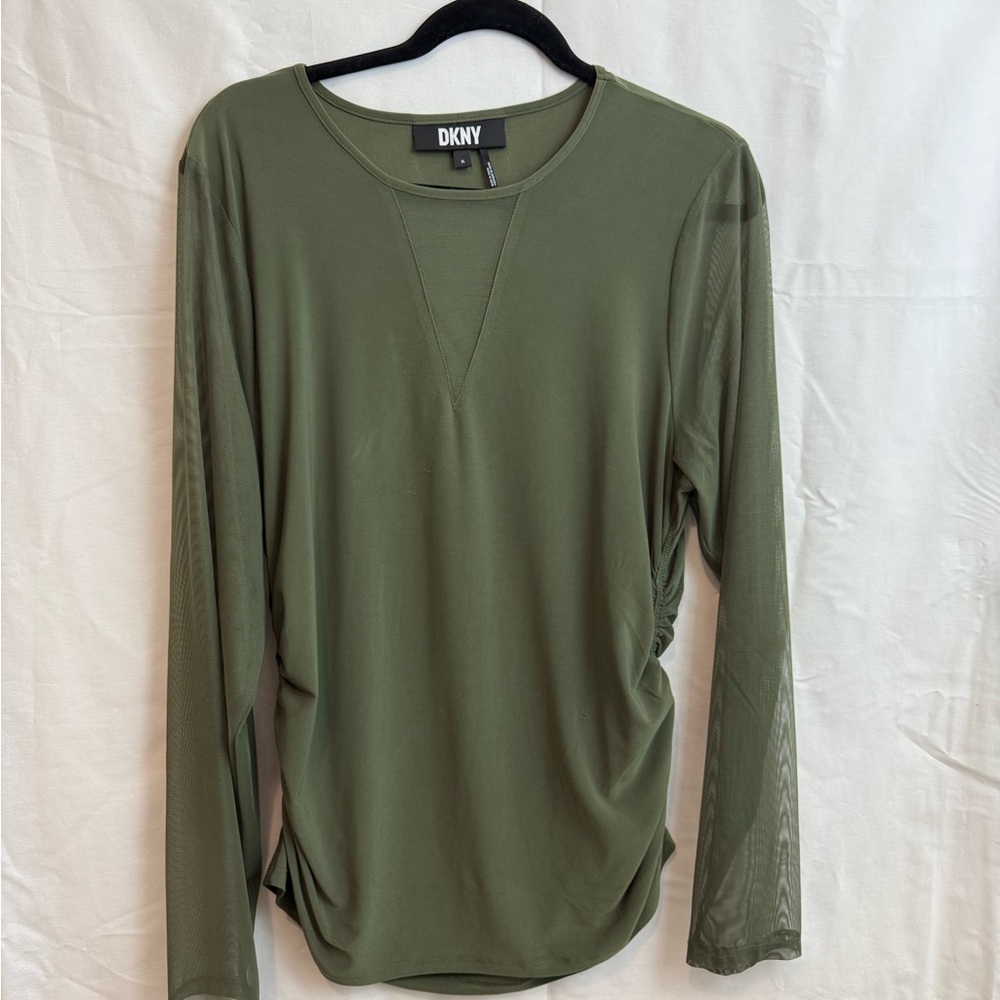 DKNY Women's Long Sleeve Top in Forest Green
